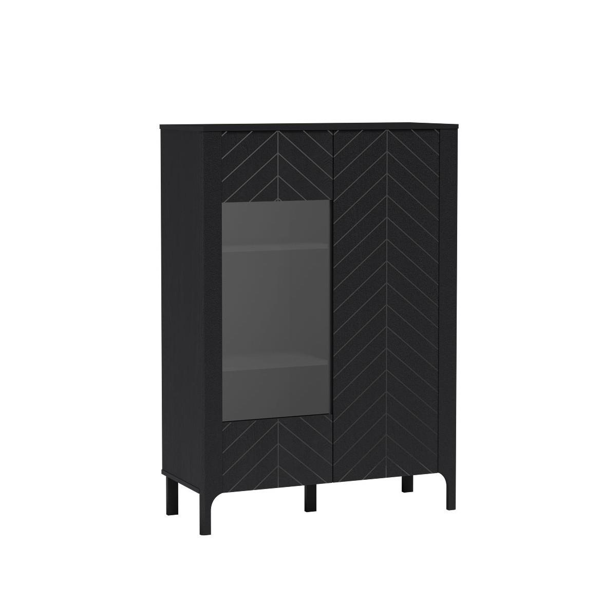 VITRINE ALICANTE 145 / 103 cm in Schwarz - Schwarz, Holzwerkstoff (103/145/40.5cm) - MASSENO