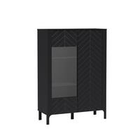 VITRINE ALICANTE 145 / 103 cm in Schwarz - Schwarz, Holzwerkstoff (103/145/40.5cm) - MASSENO