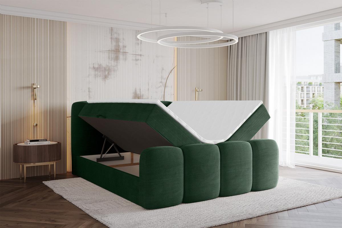 BOXBETT mit Matratze H4 - NINA-Z - 120x200 cm Grün - Waldgrün, Holzwerkstoff (120/200cm) - ALTDECOR