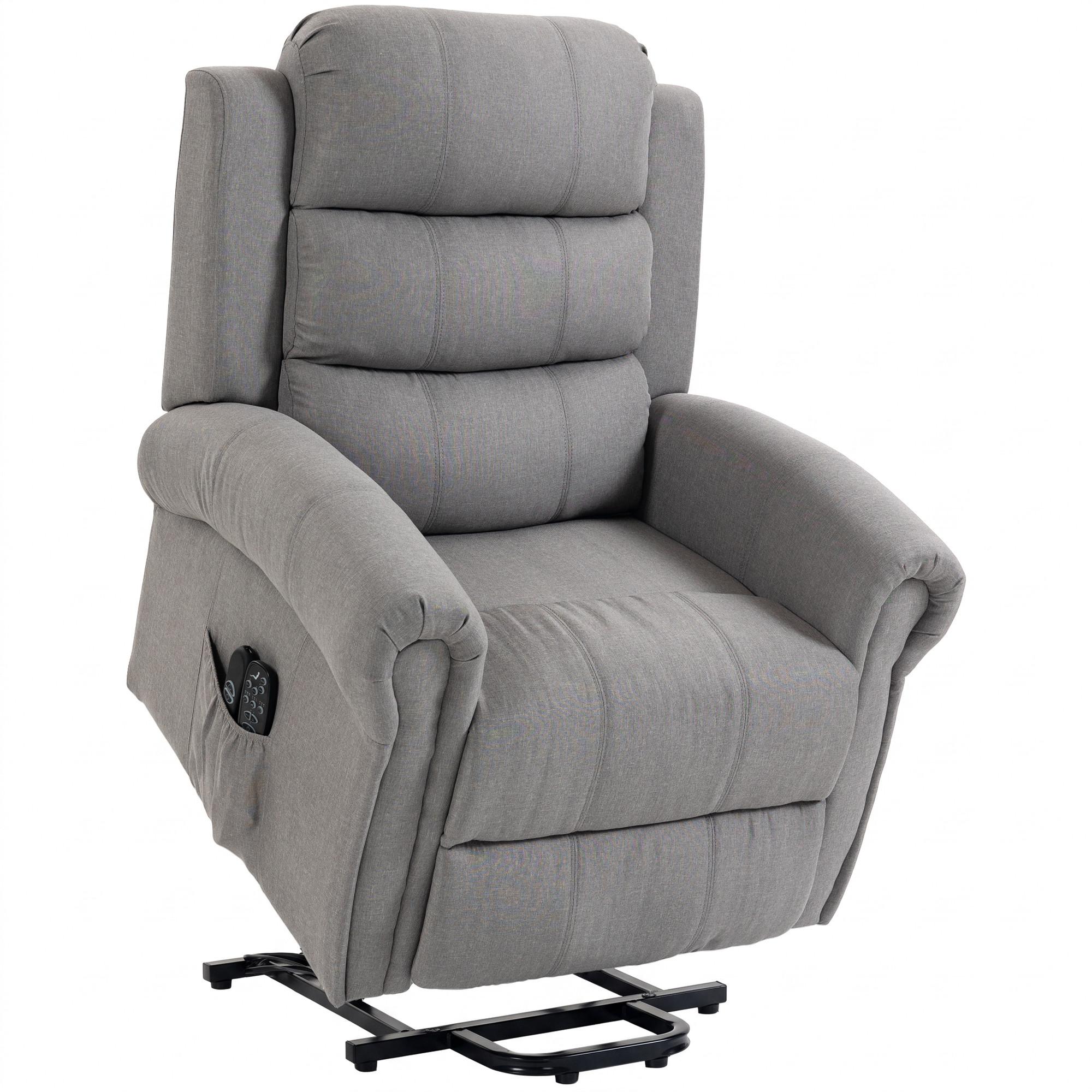 RELAXSESSEL Polyester Hellgrau - Hellgrau/Schwarz, Textil/Metall (87/108/87.5cm) - HOMCOM