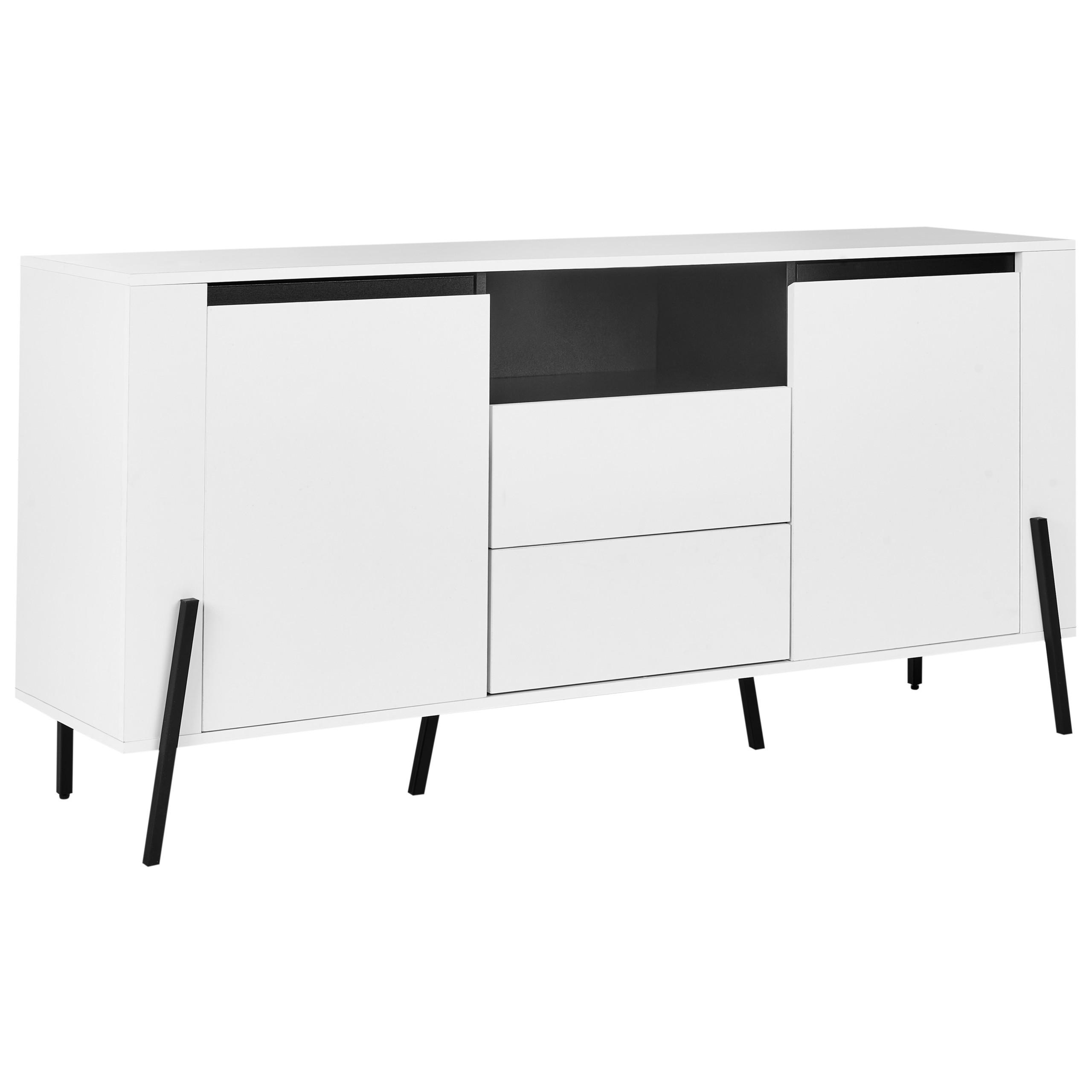 SIDEBOARD mit 2 Türen Weiß Blackpool - Weiß, Holzwerkstoff (160/76/39cm) - Beliani