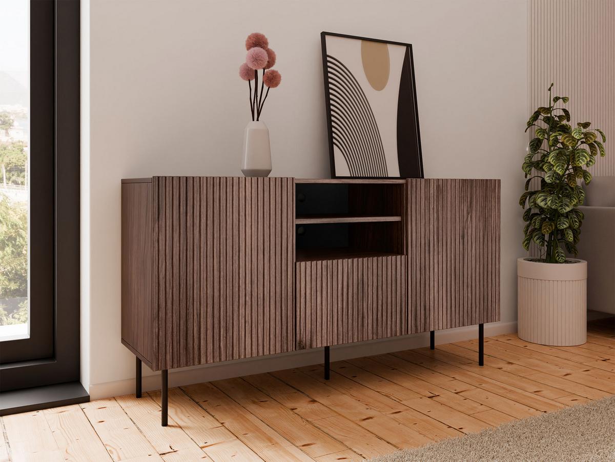 KOMMODE Tacos 150 2D1S - Schwarz/Braun, Holzwerkstoff/Metall (151/81/42cm) - MIRJAN24