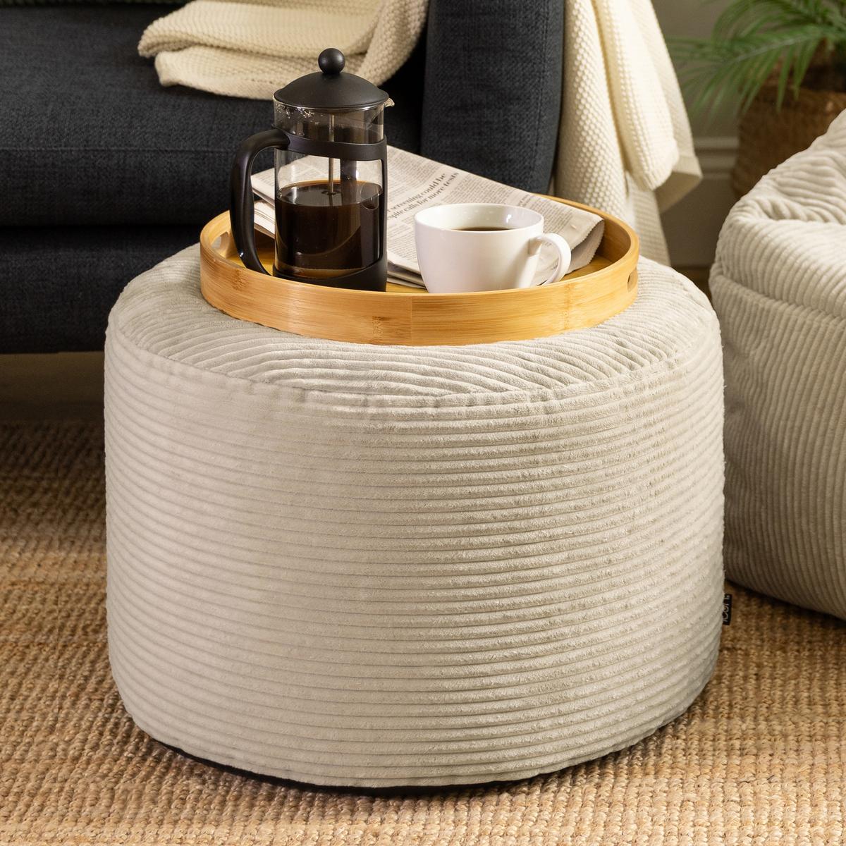 SITZPOUF Rund Milano - Beige, Textil (55/35/55cm) - icon