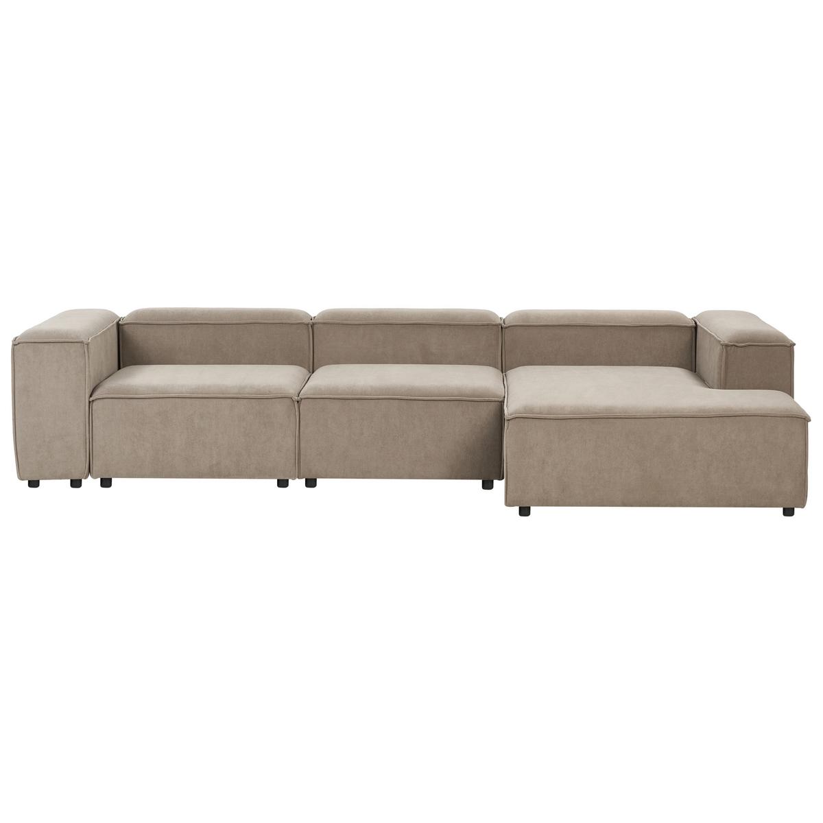 ECKSOFA Modul 4-Sitzer linksseitig Hellbraun Cord Ardal - Hellbraun/Schwarz, Textil (326/180cm) - Beliani
