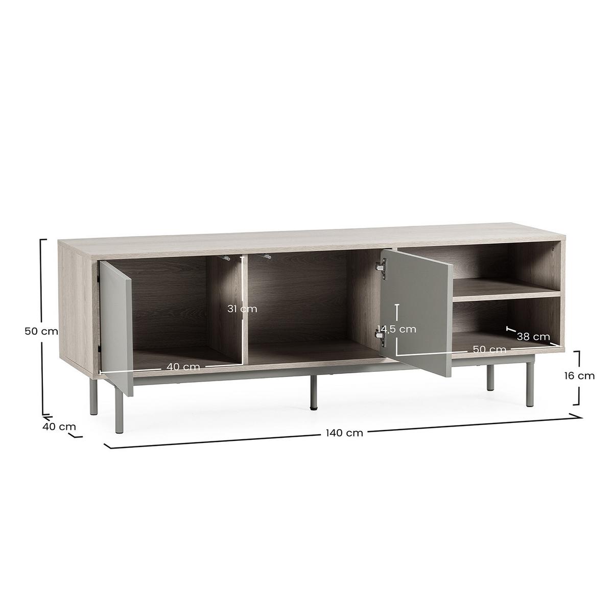 TV-ELEMENT Cuzco 2 türen Eichenfarbe/grün - Grün, Holzwerkstoff (140/50/40cm) - VS Venta-stock