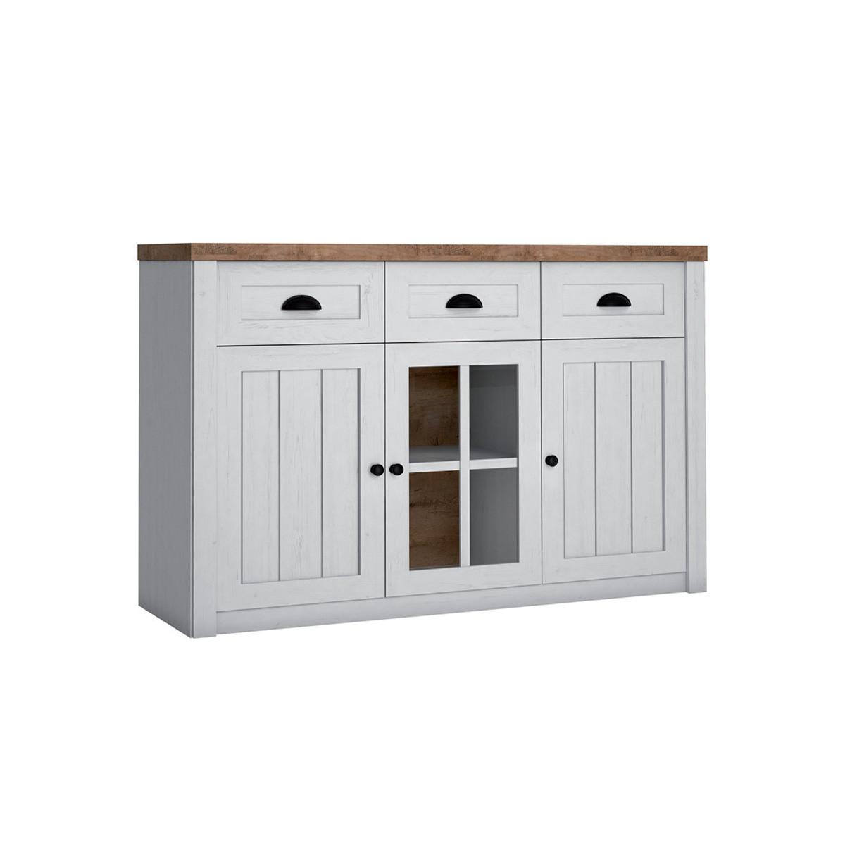 GESCHIRRSCHRANK Léandre Weiß und Holz - Weiß, Holzwerkstoff (130.2/198.1/43.3cm) - Petits-meubles
