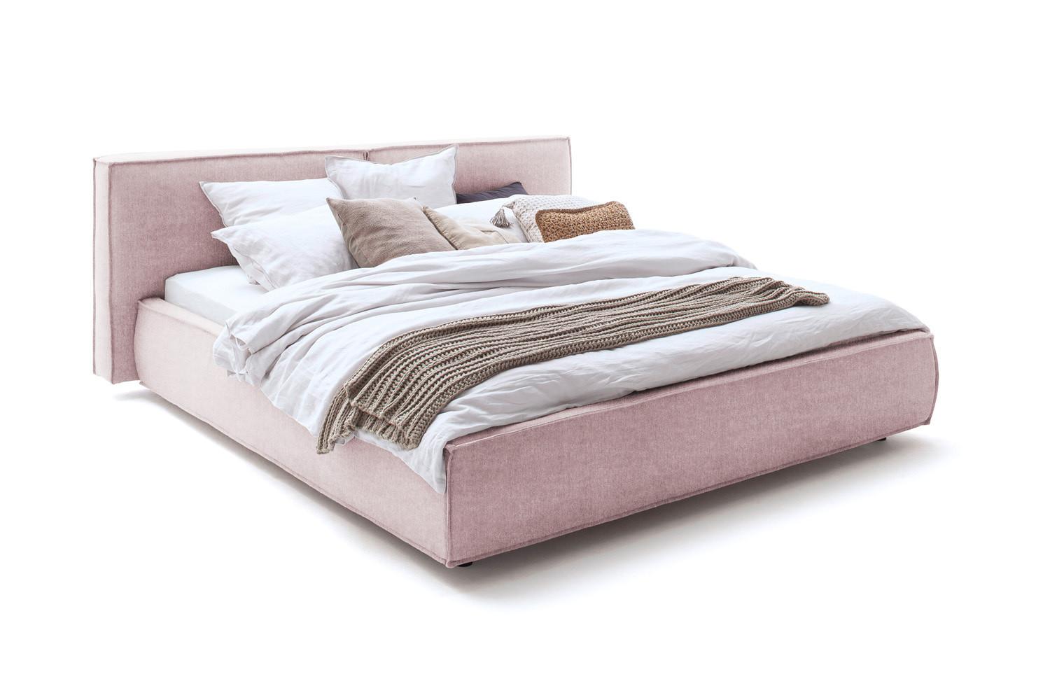 POLSTERBETT CARLO Pink Flachgewebe - Rosa, Textil (160/200cm) - KAWOLA