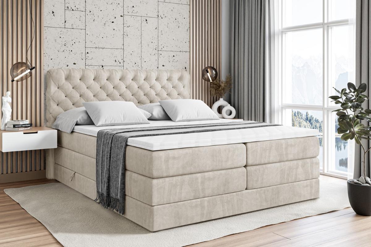 BOXSPRINGBETT BOXI8 KING - 180x200 - H3/H4 - Creme - Creme, Holzwerkstoff (180/200cm) - ALTDECOR