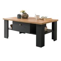 COUCHTISCH grau, Eiche Wotan, Landhaus 110 x 70 cm, Sofatisch mit Soft-Close-Funktion - Silberfarben/Eiche Wotan, Holzwerkstoff/Kunststoff (110/70/45cm) - Furn.Design