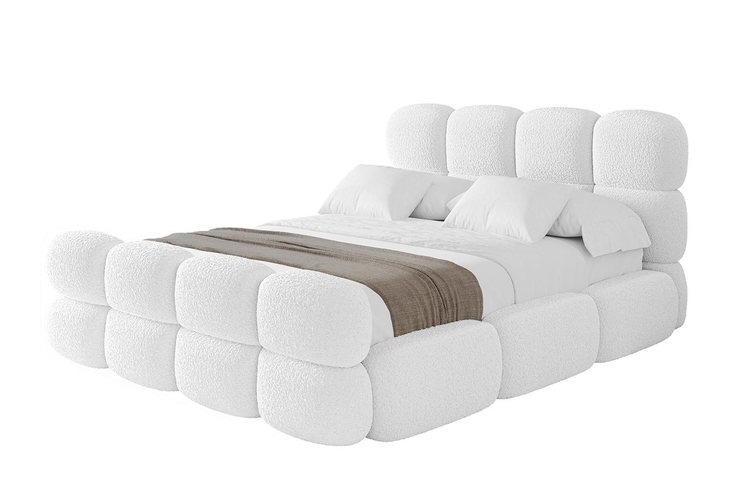 POLSTERBETT mit Bettkasten, Fußteil und Lattenrost, Bett mit Matratze H3/H4 - NOMA-Z 120x200 Weiß - Weiß, Holzwerkstoff/Textil (120/200cm) - ALTDECOR