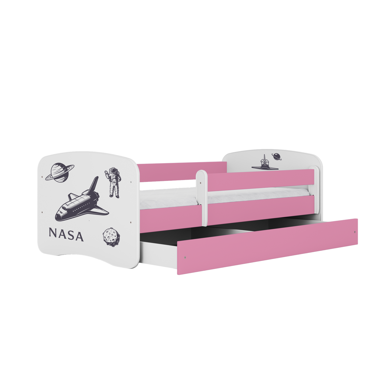 KINDERBETT NASA mit Schublade und Matratze 180/80 - Rosa, Holzwerkstoff (80/180cm) - RAUMHIRSCH FURNITURE