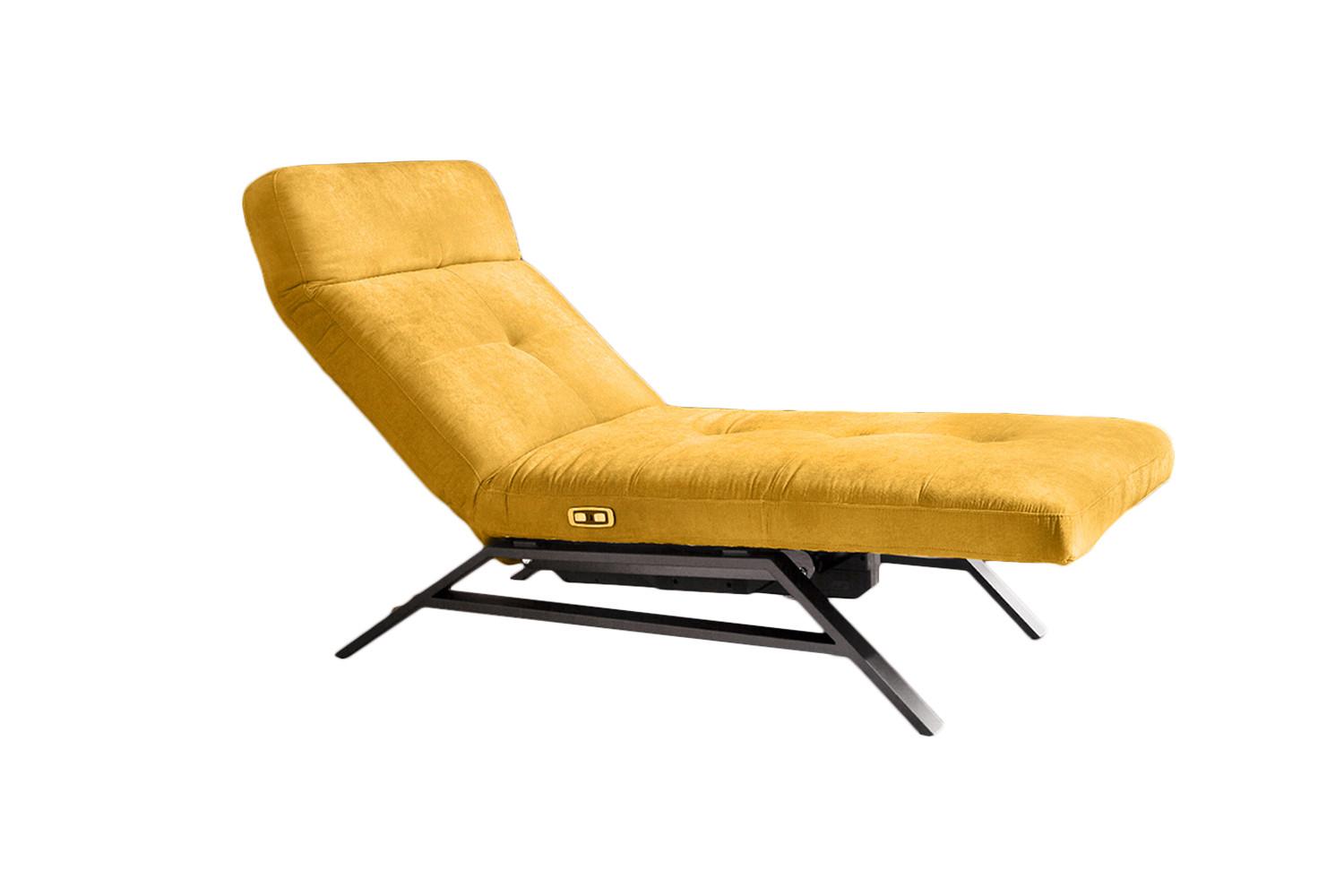 LIEGE MIT MOTORISCHER RELAXFUNKTION AMERIVA Gelb Velvet Relaxfunktion - Currygelb/Silberfarben, Textil (80/110/158cm) - KAWOLA