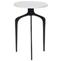BEISTELLTISCH Marmor weiß/schwarz rund 36 cm Tihoi - Schwarz/Weiß, Stein (36/36/56cm) - Beliani