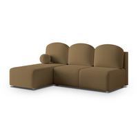 ECKSOFA TRAMA Orange Boucle-Stoff mit Schlaffunktion - Orange, Holz (200/143cm) - MASSENO