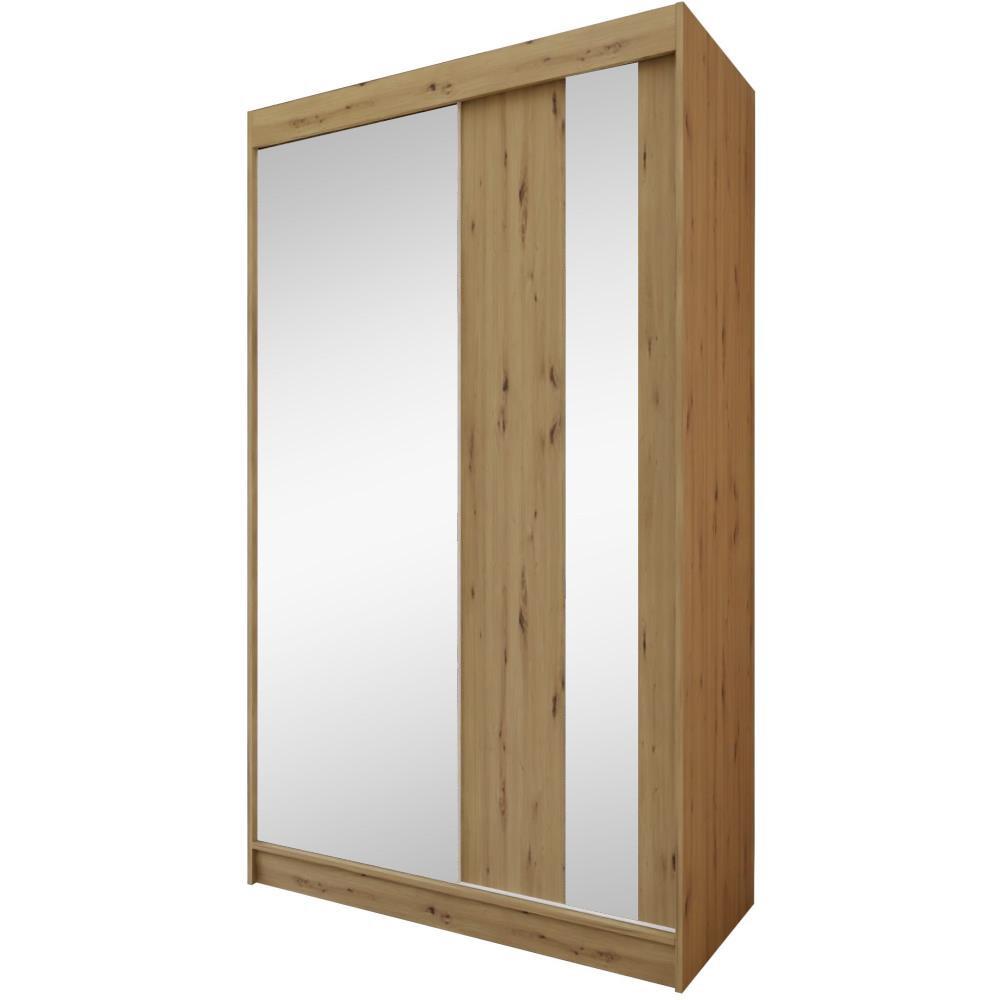 SCHWEBETÜRENSCHRANK Gaja 120/216/61 eiche Artisan mit Spiegel - Eiche Artisan, Holzwerkstoff (120/216/61cm) - Beautysofa