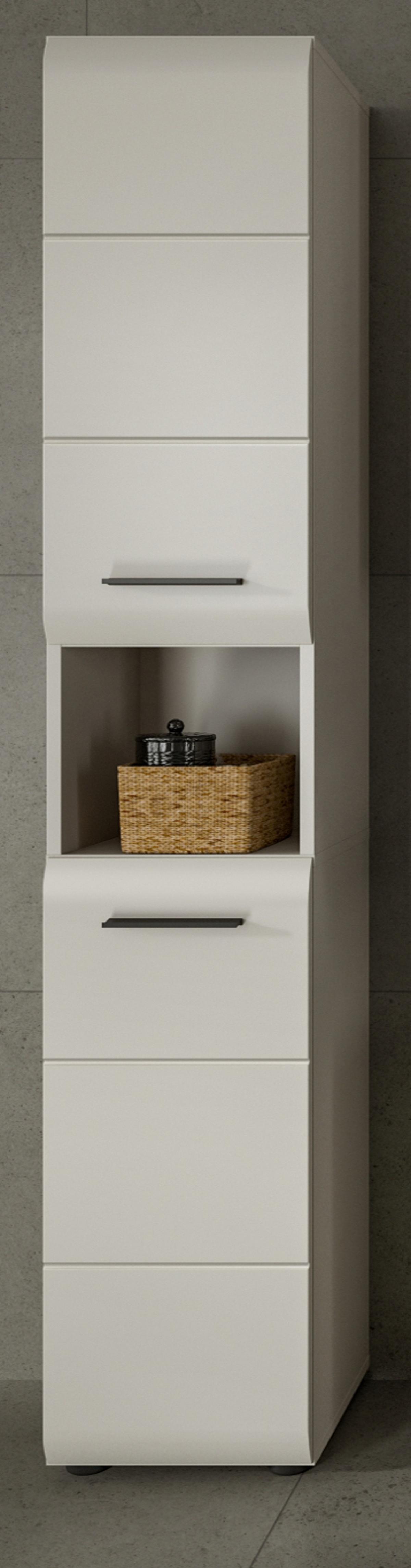 HOCHSCHRANK Kaschmir 30 x 185 cm, Badschrank mit wechselbarem Türanschlag - Kaschmir/Schwarz, Holzwerkstoff/Kunststoff (30/185/30cm) - Inn.Furn