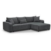 ECKSCHLAFSOFA Primo L dunkelgrau - Dunkelgrau/Schwarz, Textil (290/185cm) - Beautysofa