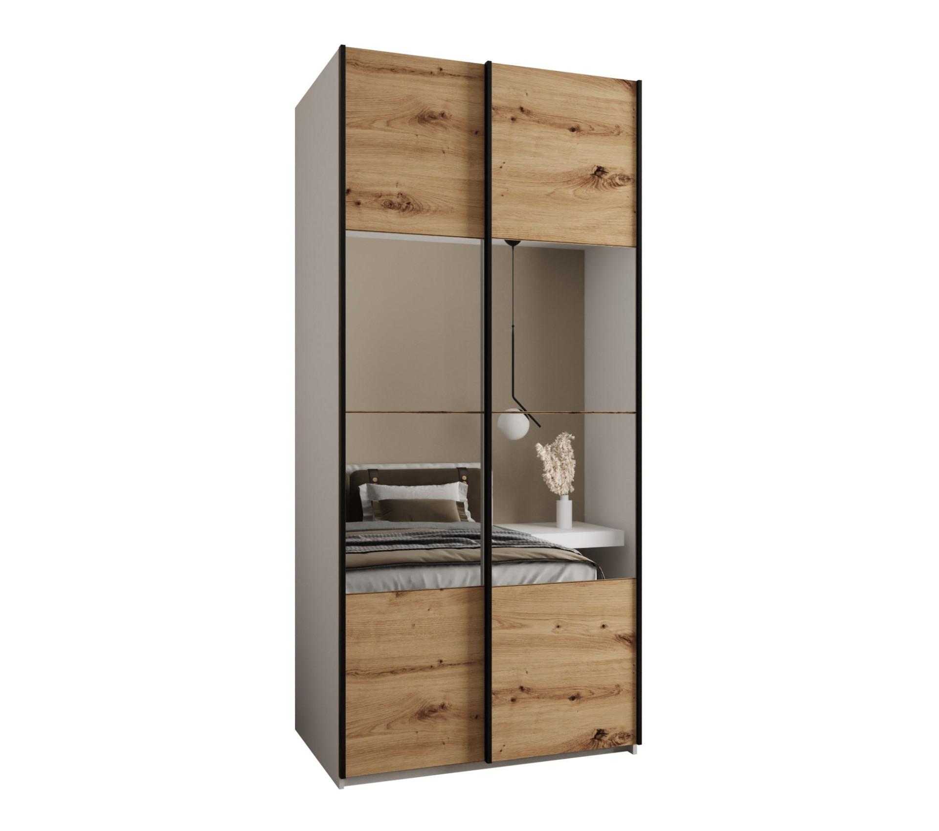 SCHWEBETÜRENSCHRANK 245,5/110/64 2-türig - Schwarz/Eiche Artisan, Holz/Metall (110/245/64cm) - Abiks Möbel
