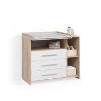 WICKELKOMMODE Torino Weiß/Sonoma mit Schubladen - Weiß/Sonoma Eiche, Holzwerkstoff (113/100/53cm) - Livinity®