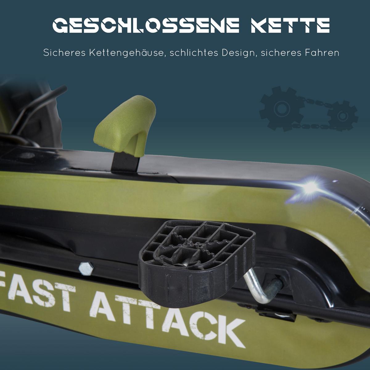 GO Kart Kettcar mit Handbremse Kinder Tretauto Tretfahrzeug ab 3 Jahre Grün - Grün, Metall (105/54/61cm) - HOMCOM