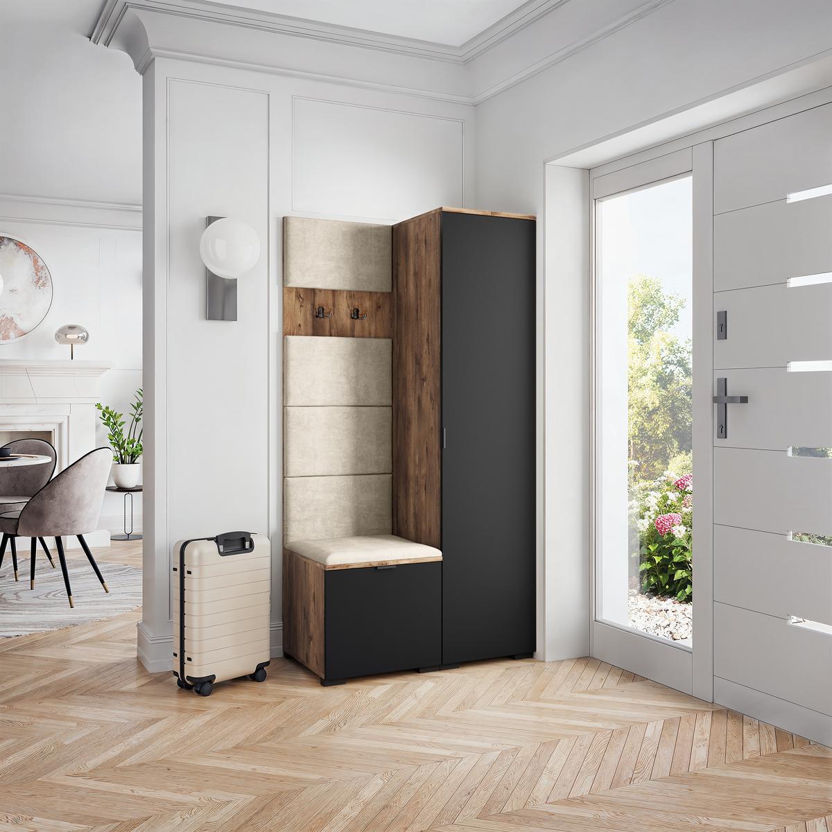 GARDEROBENSCHRANK LORI 95/181/51 cm Modern Eichefarben - Eichefarben/Beige, Holzwerkstoff (95/181/51cm) - MASSENO