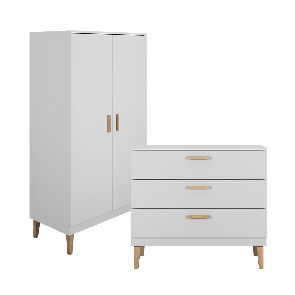 BABYZIMMER 2-teilig Kubi Weiß - Weiß, Holzwerkstoff (100/47/90cm) - Petits-meubles