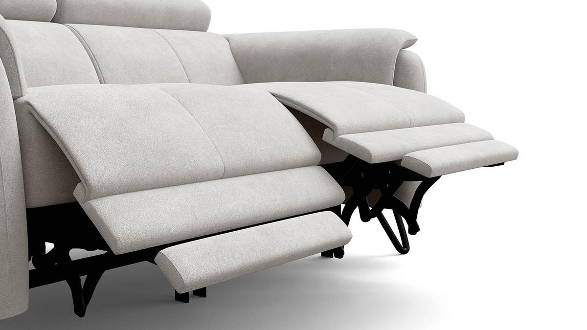 RELAXSOFA RODEN 2-Sitzer mit 2 Relax, creme, Veloursstoff - Creme, Holz/Textil (148/82/103cm) - Wozimo
