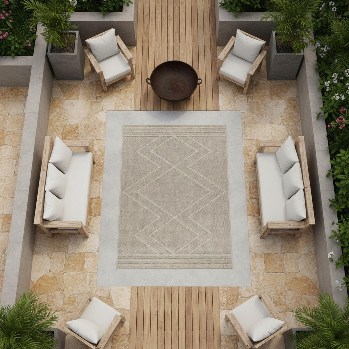 TEPPICH Outdoor IMST in Beige, im Boho-Stil, aus Polypropylen, 80 x 150 cm - Beige, Textil (150/80cm) - KADIMA DESIGN