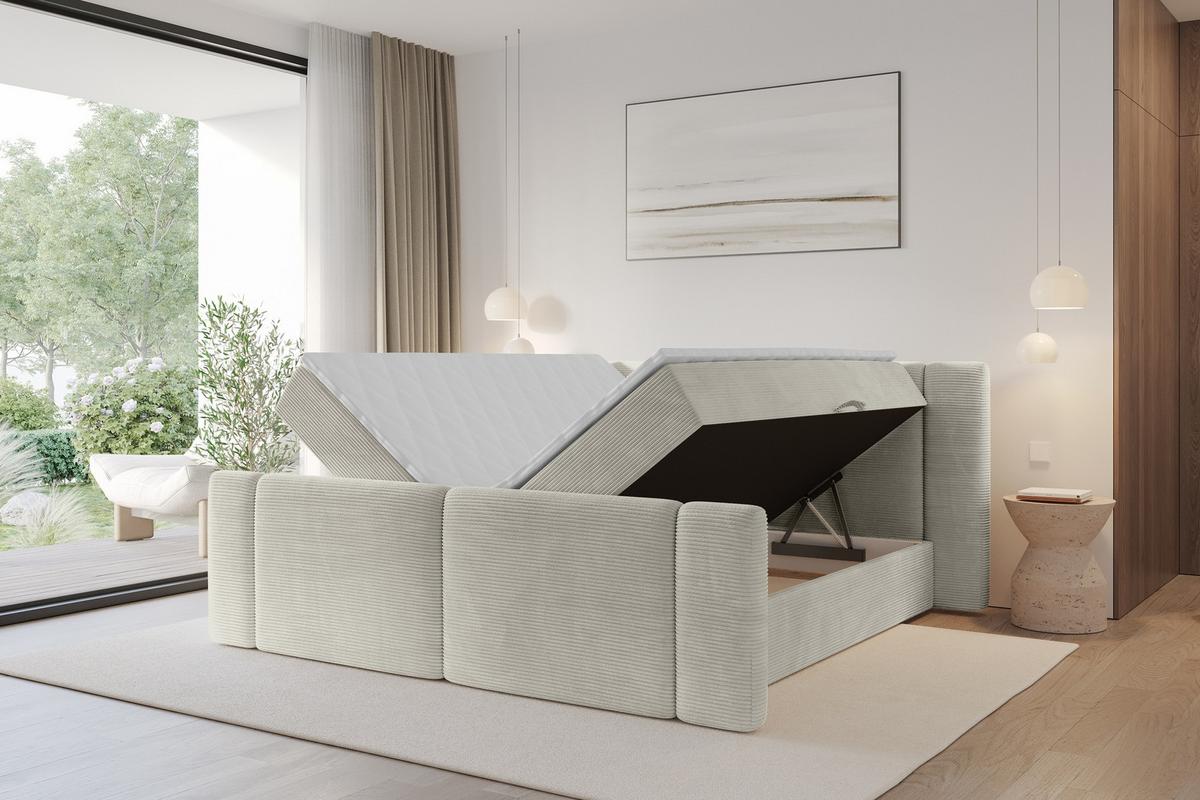 BOXBETT mit Matratze H4 - EVON Zanozek - 180x200 cm Creme - Creme, Holzwerkstoff (180/200cm) - ALTDECOR