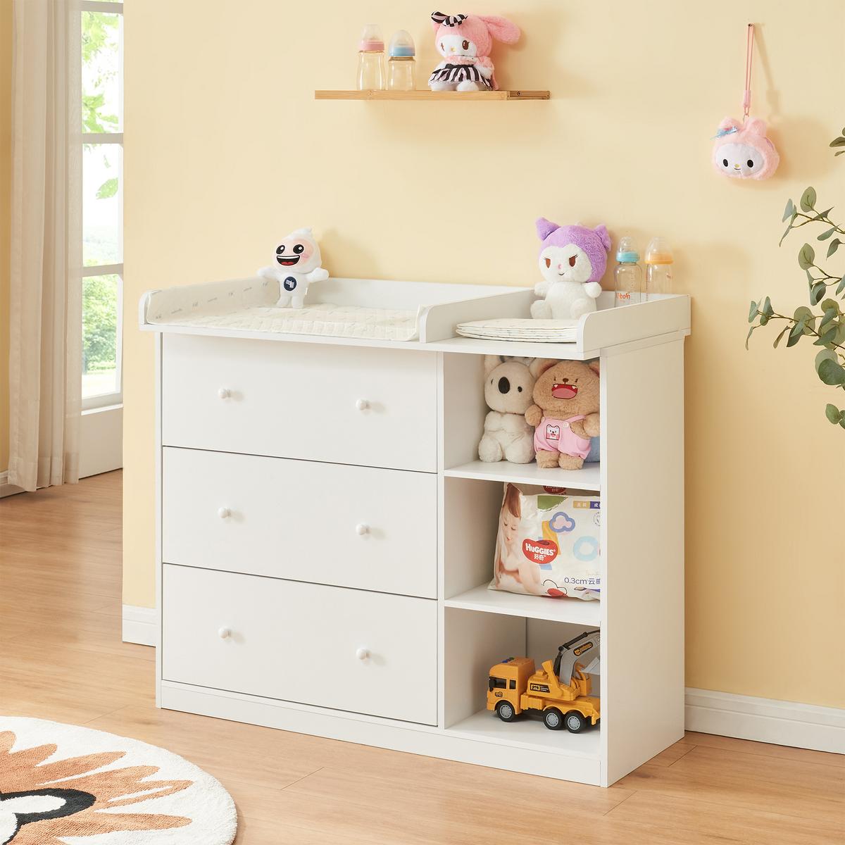 WICKELKOMMODE Beldinupp - Weiß, Holzwerkstoff (55/93/110cm) - [en.casa]