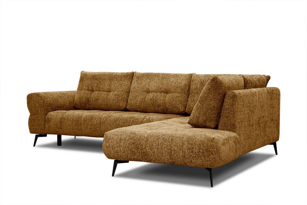 ECKSOFA SALVINI 5-Sitzer, dunkelgelb - Dunkelgelb/Schwarz, Holzwerkstoff/Textil (292/158cm) - Wozimo