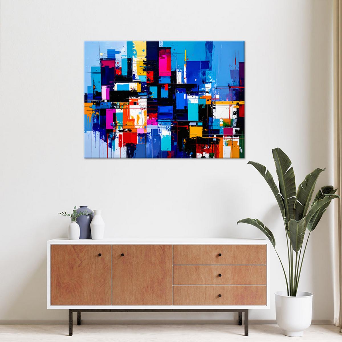 LEINWANDBILD Bunte Abstrakt Spritzer 60x40cm - Multicolor, Textil (60/40cm) - Feeby