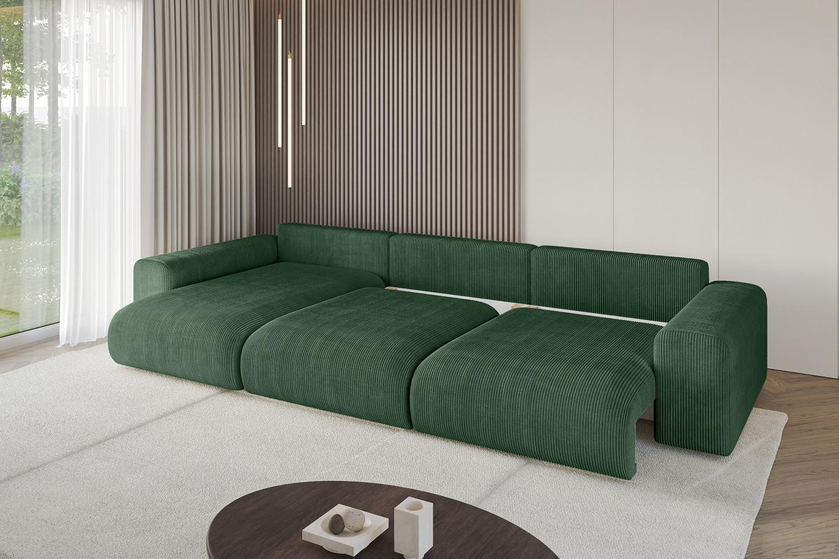 ECKSOFA Ottomane links ESKAR-L2 364x176x72 Grün Cord - Schwarz/Grün, Holzwerkstoff/Kunststoff (364/176cm) - ALTDECOR