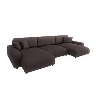 WOHNLANDSCHAFT Emma Dunkelbraun Cord - Dunkelbraun/Schwarz, Holz/Kunststoff (332/78/170cm) - S-Style Möbel