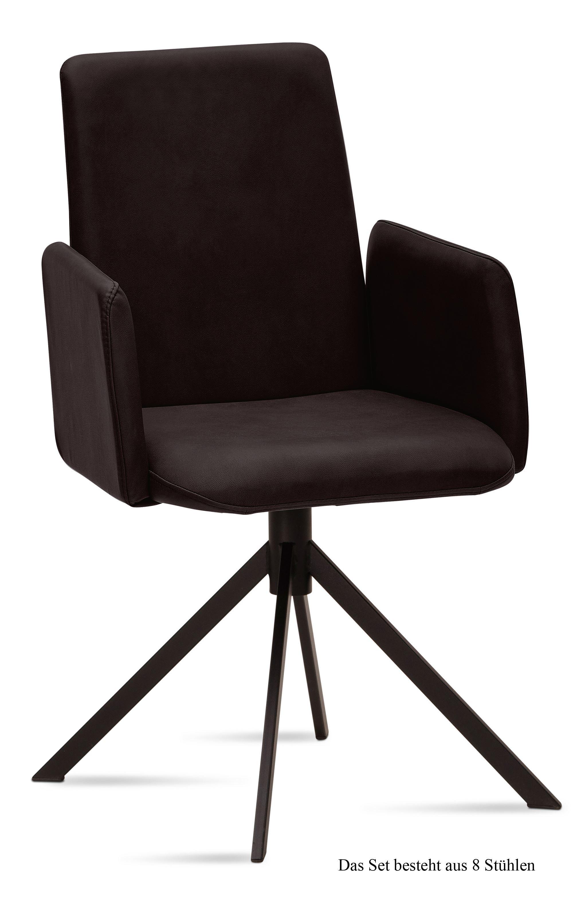 ARMLEHNSTUHL (8er-Set) Drina 52x92x60 Schwarz/Espresso - Dunkelbraun/Schwarz, Kunststoff (60/92/52cm) - 58aufmkessel