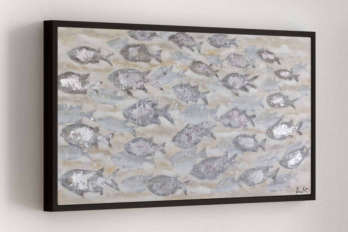 ACRYLBILD HANDGEMALT 120/60 cm - Beige/Grau, Holz/Textil (120/60cm) - KUNSTLOFT