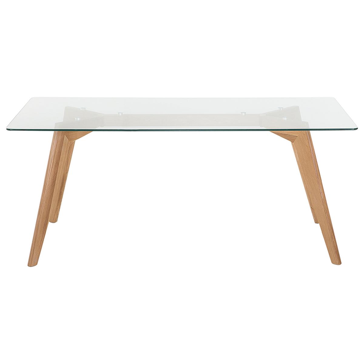ESSTISCH Glas 180/90 cm Hudson - Hellbraun/Transparent, Glas (90/180/75cm) - Beliani