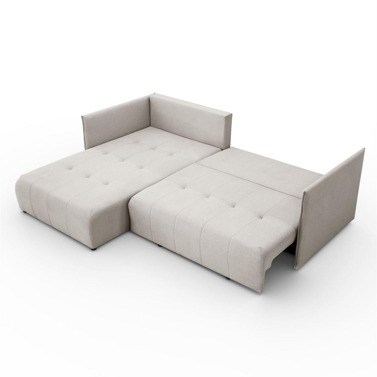 ECKSOFA APOLLO L mit Schlaffunktion und Bettkasten – linke Seite - Ecru, Textil (246/188cm) - Lookway