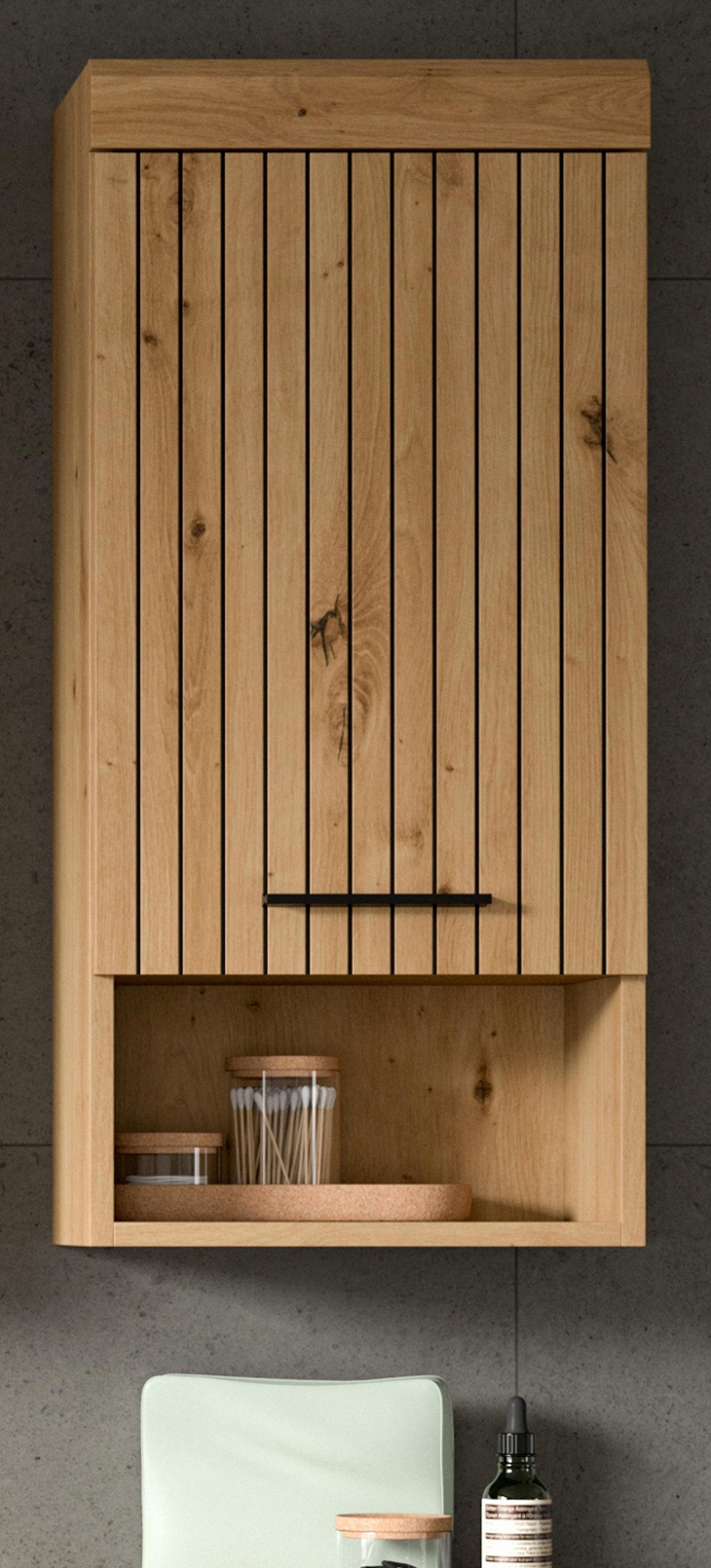 HÄNGESCHRANK Eiche Artisan 37 x 79 cm, Badschrank hängend 1-türig - Schwarz/Eiche Artisan, Holzwerkstoff/Kunststoff (37/79/24cm) - Inn.Furn
