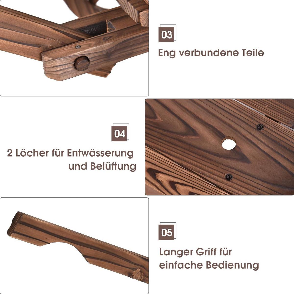 BLUMENWAGEN Holz, Pflanzwagen 4 Rädern Braun - Braun, Holz (120/54/43cm) - COSTWAY