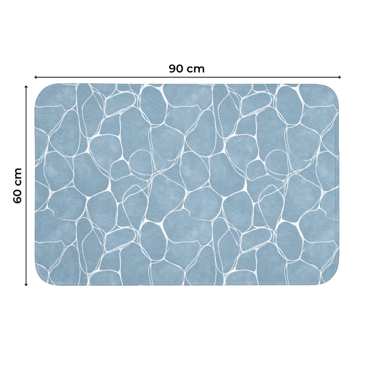 WC-VORLEGER Organisch - Muster - Blau Toilettenteppich 90x60 cm - Hellblau, Textil (90/1cm) - OnlyWow