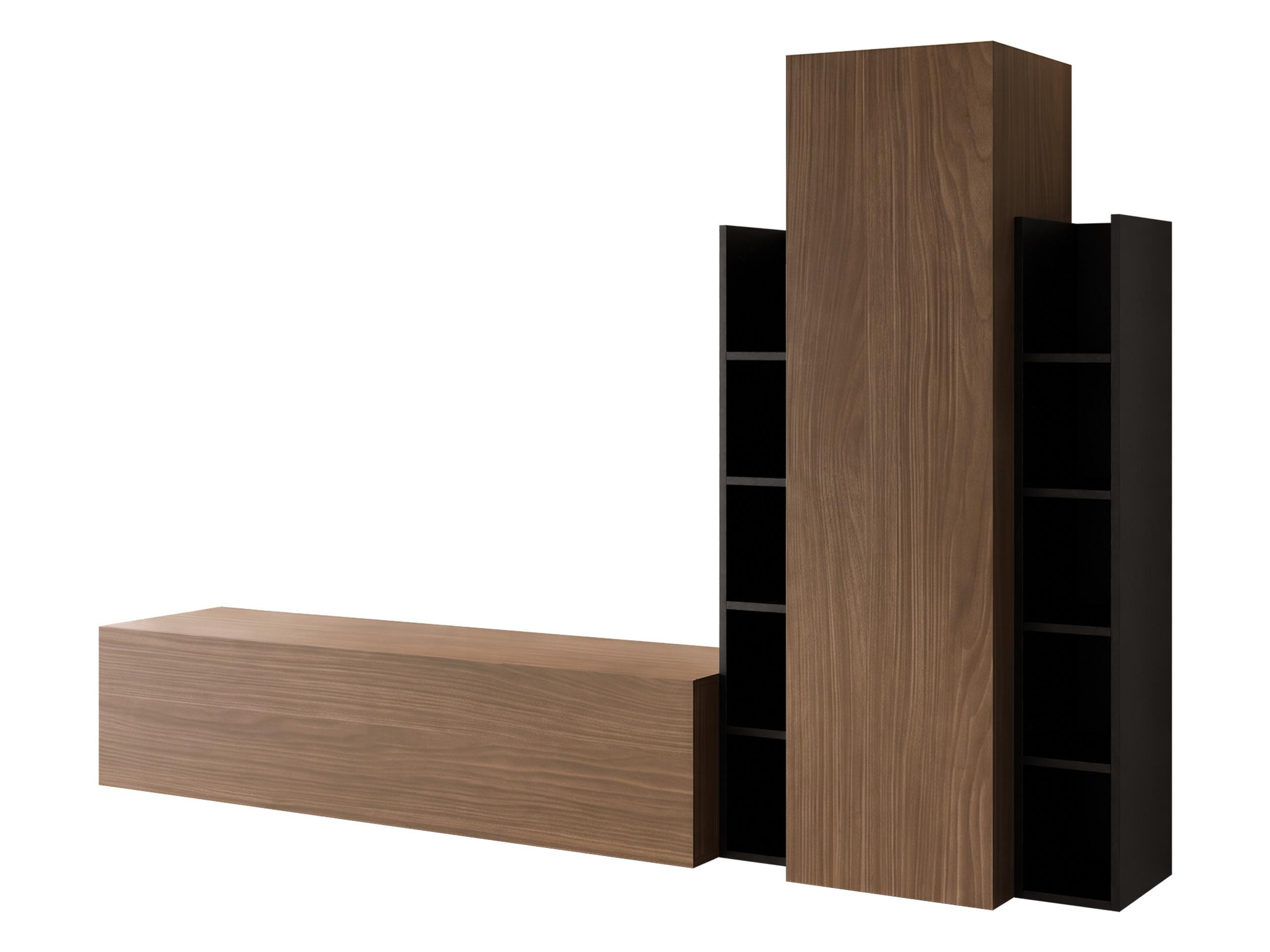 WOHNWAND Modu - Schwarz/Braun, Holzwerkstoff (230/150/40cm) - MIRJAN24