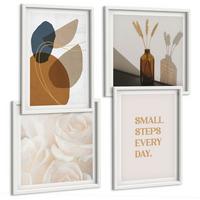 BILDER SET 4er Set - 50x50 cm & 40x60 cm Weißer Rahmen - Abstrakte Formen Akzente - Weiß, Kunststoff (50/50cm) - TULUP