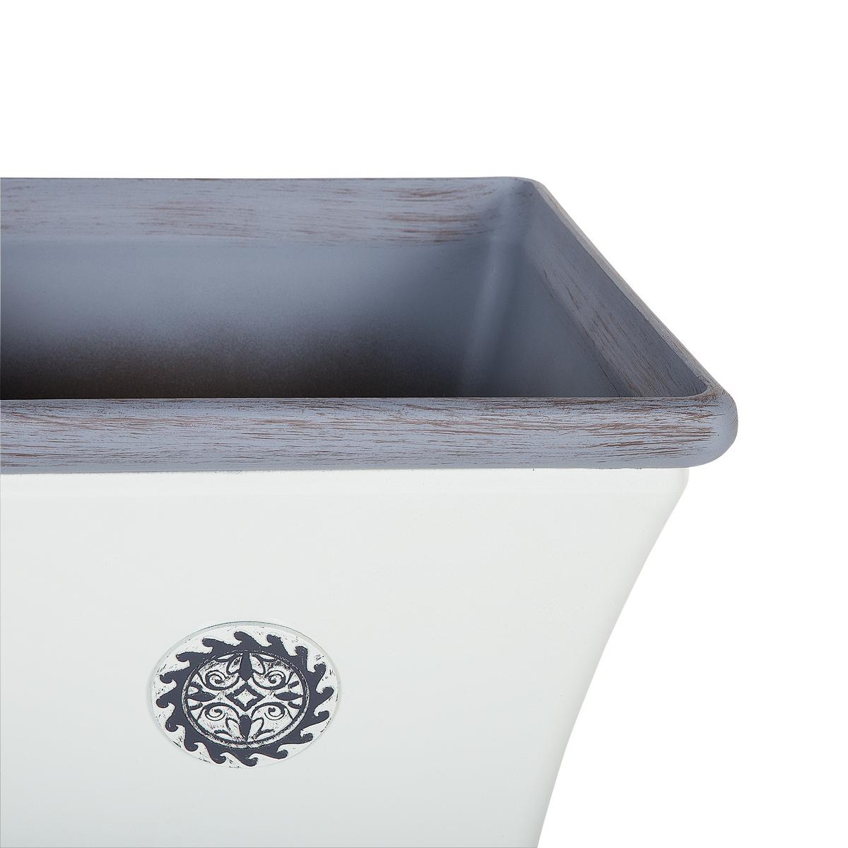 BLUMENTOPF weiß quadratisch 32/32/31 cm Elateia - Blau/Weiß, Stein (31cm) - Beliani