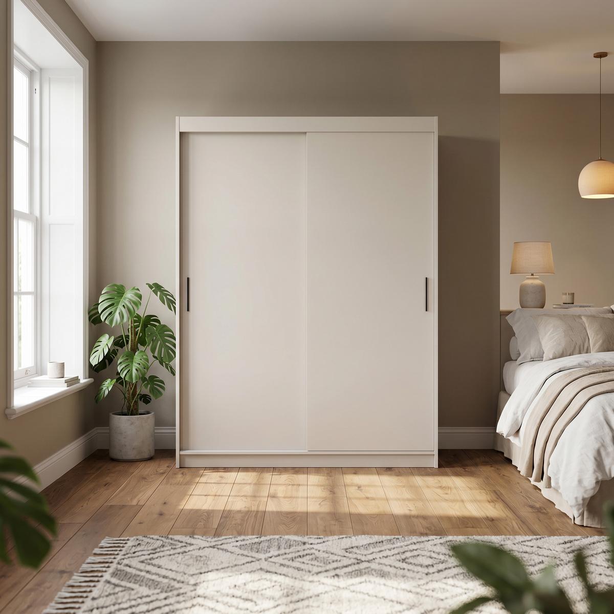 SCHWEBETÜRENSCHRANK TELA 100/205/60cm 2-türig Weiß - Weiß, Holzwerkstoff (100/205/60cm) - MASSENO