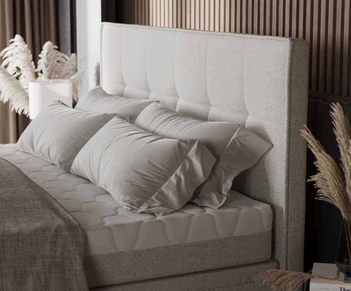 BOXBETT Arivo 160/200 cm Hellbeige im Riva Stoff - Sandfarben/Schwarz, Holz/Holzwerkstoff (160/200cm) - AltaBeds