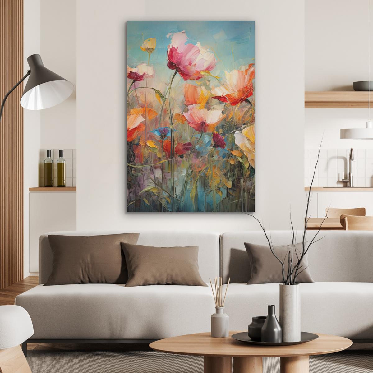 AKUSTIKBILD Blumen - Aquarell - Kunst - Botanisch - Natur Wanddeko 60x90 cm - Orange, Kunststoff (60/90/0.9cm) - MuchoWow
