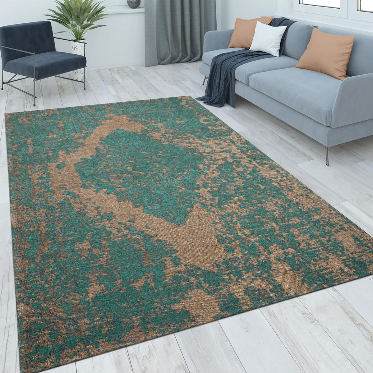 KURZFLORTEPPICH, im Vintage-Stil, Türkis, 160 x 230 cm - Blau, Textil (230/160cm) - KADIMA DESIGN