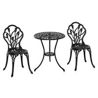 GARTENMÖBEL Set, Aluminium, Schwarz - Schwarz, Metall - Outsunny