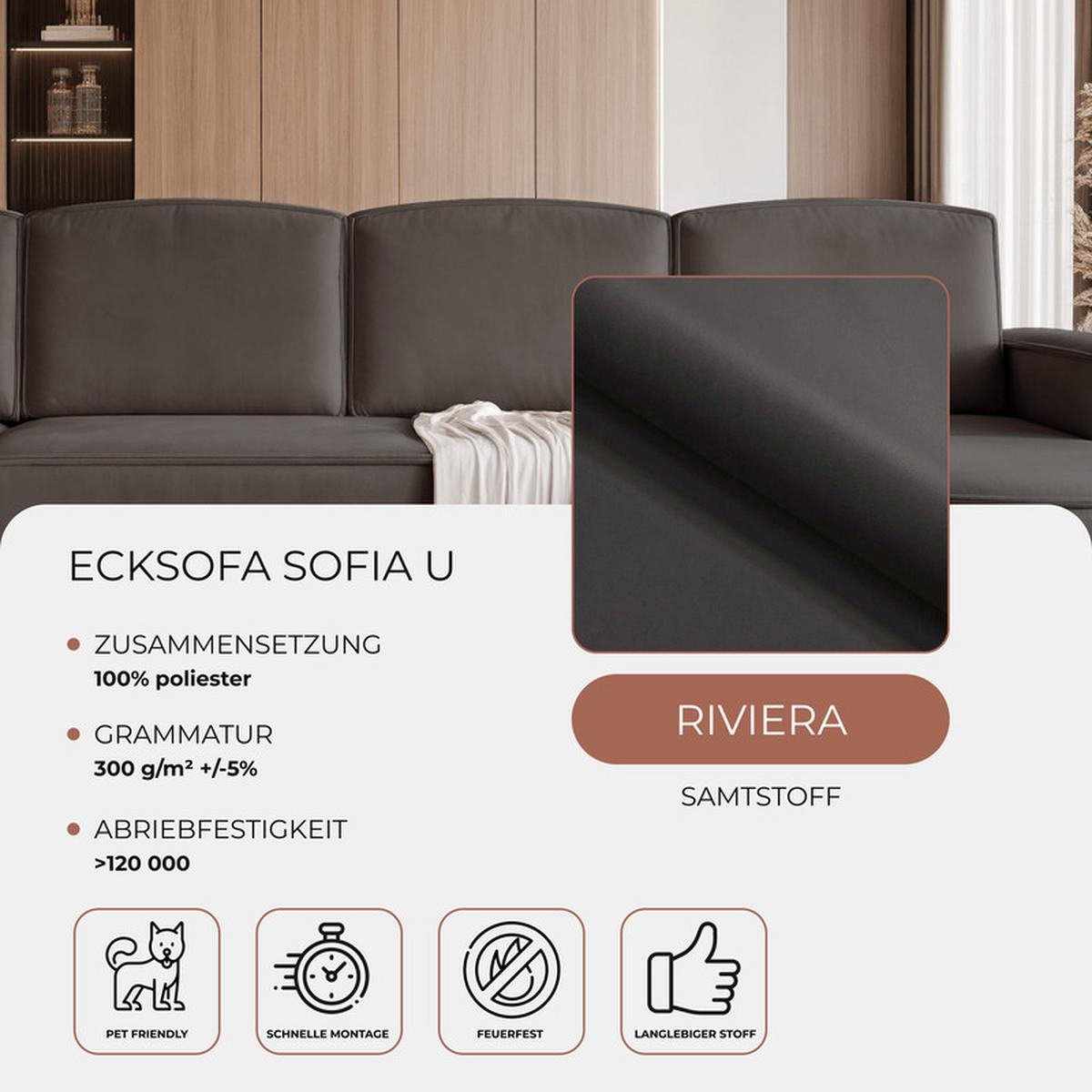 WOHNLANDSCHAFT SOFIA mit Schlaffunktion und Bettkasten Anthrazit - Schwarz, Textil (316/88/157cm) - Idohome